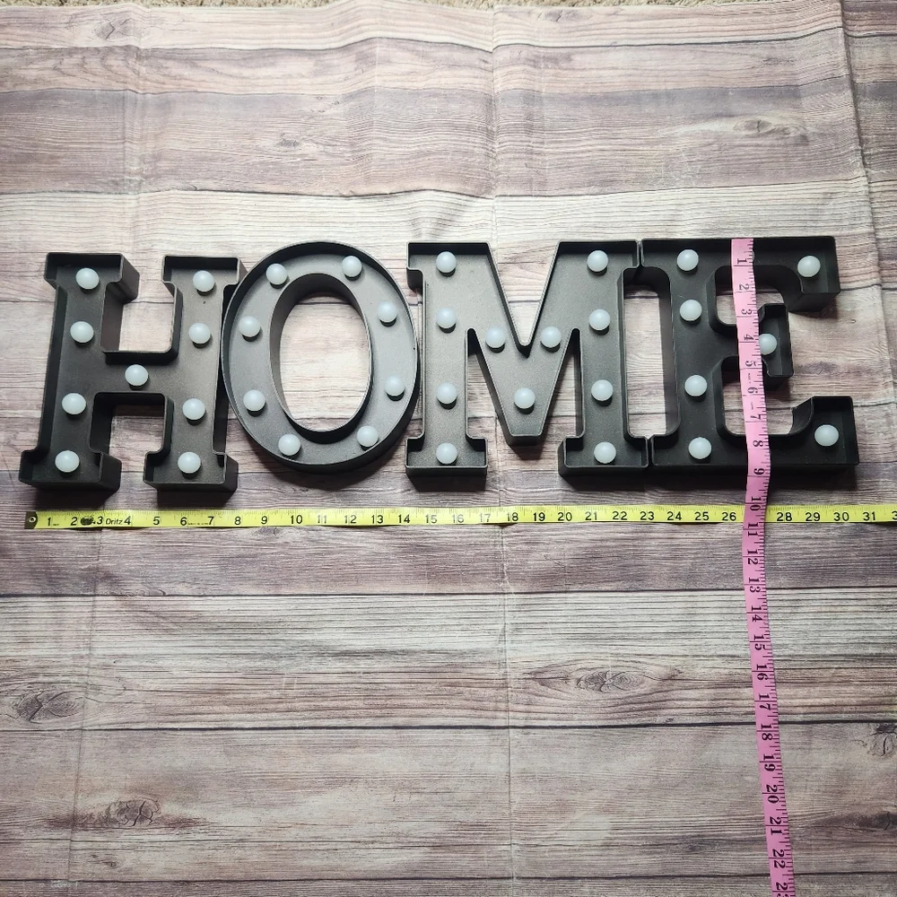 Source Unknown Black HOME Marquee Letters with White Bulbs